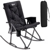 Portal Thick Padded Folding Rocking Camping Chair Outdoor 400 LBS | Folding Rocking Camping Chair Thick Padded Recliner Portable Rocker for Patio Porch Backyard Living Room(Black)