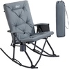 Portal Thick Padded Folding Rocking Camping Chair Outdoor 400 LBS | Folding Rocking Camping Chair Thick Padded Recliner Portable Rocker for Patio Porch Backyard Living Room(1 Pack-grey)