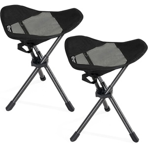 Portal Tall Folding Tripod Stool Portable Tripod Chair for Outdoor Camping | Portable Outdoor Design; Durable Construction; Easy Setup & Storage;Color: Gray(Compact Mesh Black 2p)