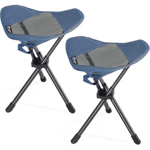 Portal Tall Folding Tripod Stool Portable Tripod Chair for Outdoor Camping | Portable Outdoor Design; Durable Construction; Easy Setup & Storage;Color: Gray(Compact Mesh Blue 2p)