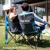 Portal 2 Person Camping Loveseat Folding Double Duo Camp Chair for Adults High Back Outdoor, Support 500 lbs, Blue